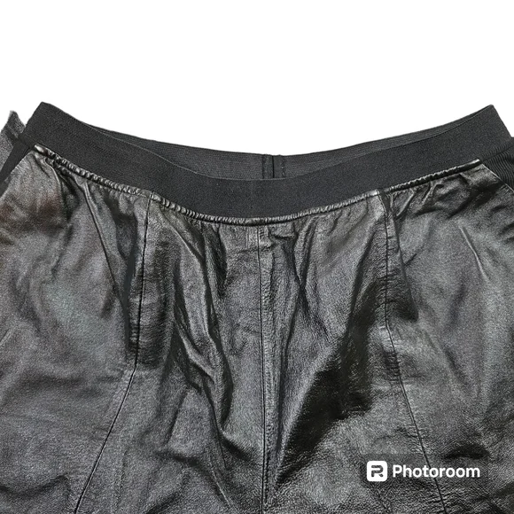 Vintage 80s Retro Black Leather High Waist Pants in XL - Picture 2 of 7